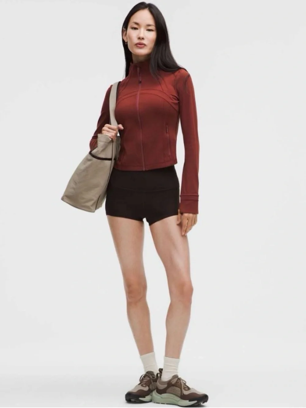 Lululemon Define Cropped Jacket Nulu color ROCKWOOD size 12